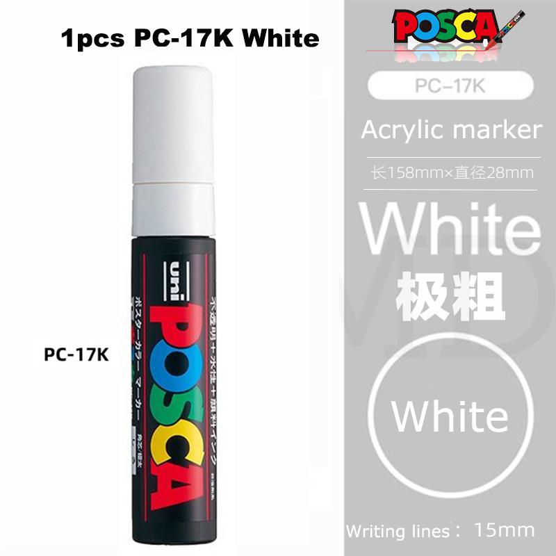 Posca Weißer Marker Pinsel, Permanent Wasserfest Ausbleichsicher Hochglänzend Markierstifte - Felsmalerei/Stofffarbe/Schuh Graffiti/Postergestaltung