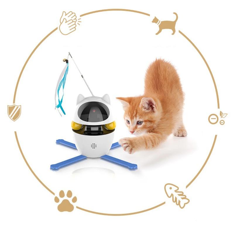 Cat Toys Indoor Electric Toy with Ball and Feather Automatic Chasing Exercise Toy Usb Rechargeable, Smart Interactive Cat Toy