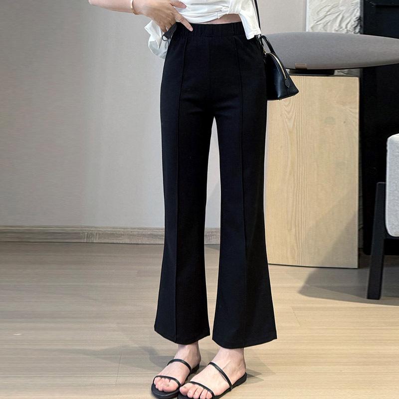 Maternity Slim Fit Black Cropped Pants - Spring & Autumn 2026 Collection, High Elastic Waist, Straight Leg, Petite Spicy Style Large