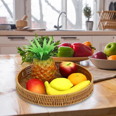 Cesta de armazenamento de vime de vime, bandeja tecida à mão, decoração para casa, organizador plano faça você mesmo para doces, banheiro
