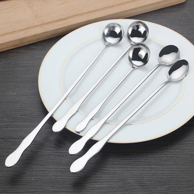 Long Handle Mixing Spoon Stainless Steel Soup Coffee Ice Cream Honey Milk Coffee Scoop Kitchen Utensil Cutlery Flatware