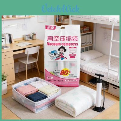 Vacuum Storage Bag For Duvet With Pet Pe Material And Hand Pump For Home Organization