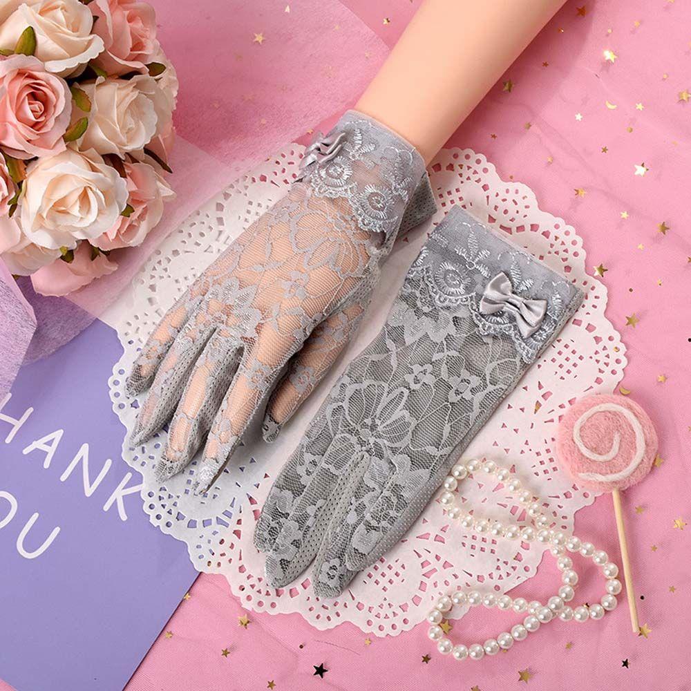 Driving Flower Lace Summer Lady Five Fingers Mitts Lace Mitten Thin Gloves  Mittens