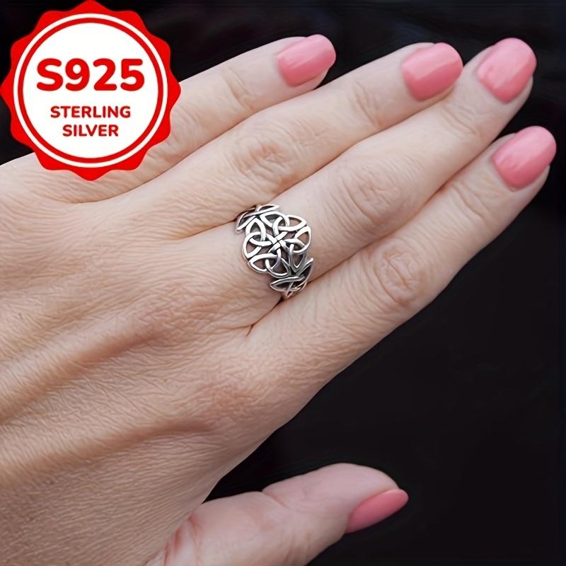 Vintage S925 Sterling Silver Celtic Knot Rings for Women Ethnic Style Viking Amulet Rings Party Jewelry