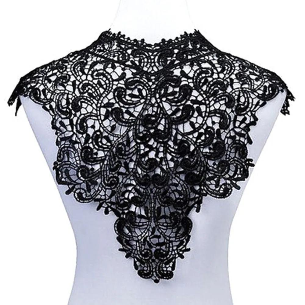 

DIY Sew Collar Flower Embroidered Lace Cloth Sticker Corsage Handmade Flower Patch Wedding Black-Type 1