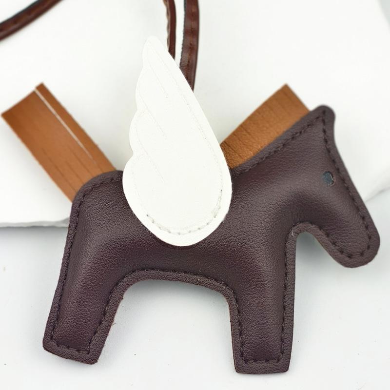 Cross-border pu leather small pegasus bag pendant pony fringed car keychain pendant cartoon boutique accessories littlepegasus