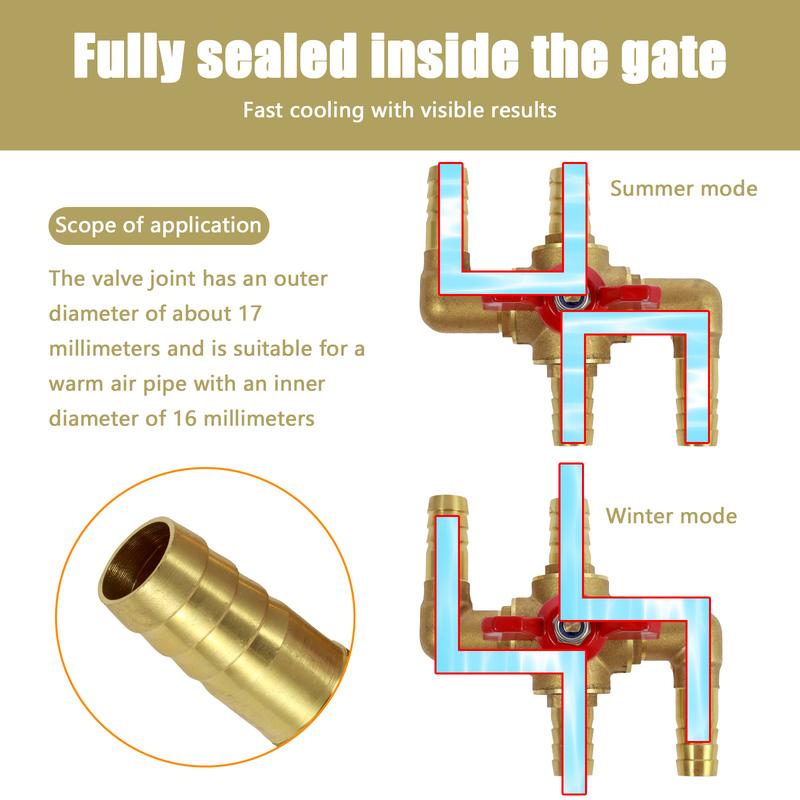 16/19mm Brass Heater Control Valve Multifunction Manual Control Valve 4-way Radiator Valve for Automotive A/C Applications