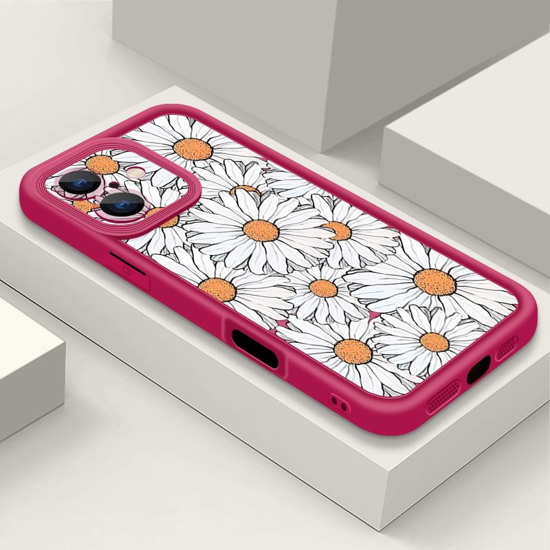 For iPhone 16 Pro Max Phone Case For iPhone 16e 15 14 13 12 Pro Max Plus 11 XR XS Flower Print Phone Case TPU Soft Shockproof Case Cover