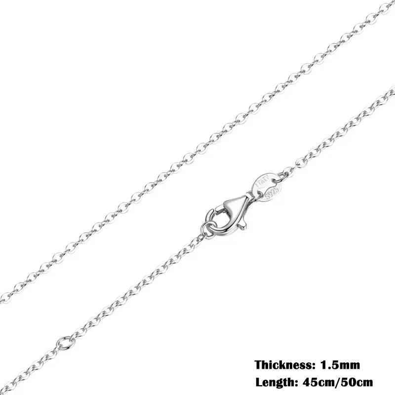 BAMOER Classic Basic O-chain Solid 925 Silver Lobster Clasp Adjustable Necklace Box Cable Chain DIY Jewelry for Women
