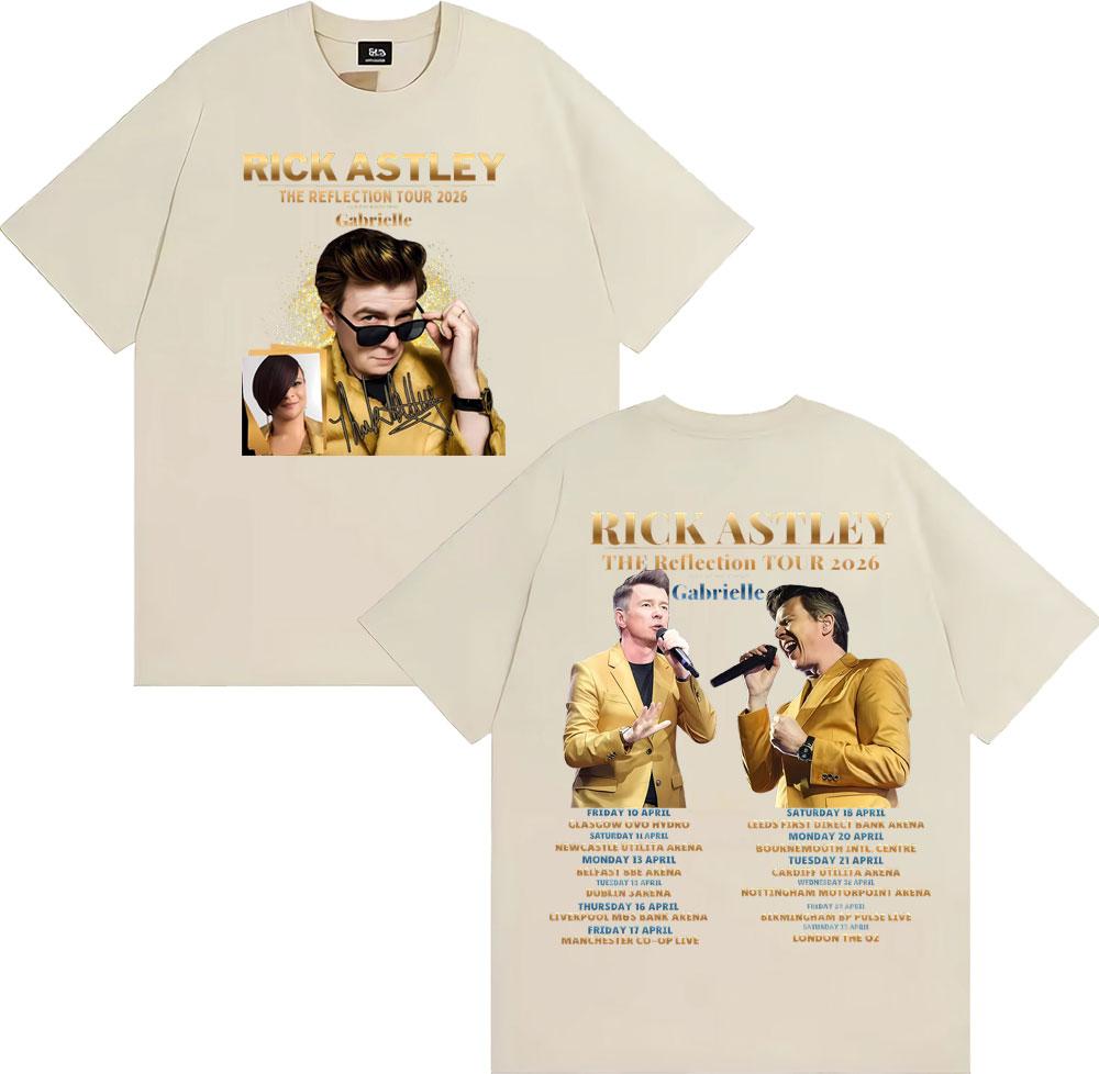 Rick Astley Reflection Tour 2026 Printed T Shirt Men Women Fashion Classic Comfort 100% Cotton T-Shirt Oversized O-Neck T-shirts