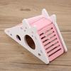 Wooden Hamster House Rest Nest Assembly Climbing Stairs Small Pet Exercise Playing Toy(Pink)