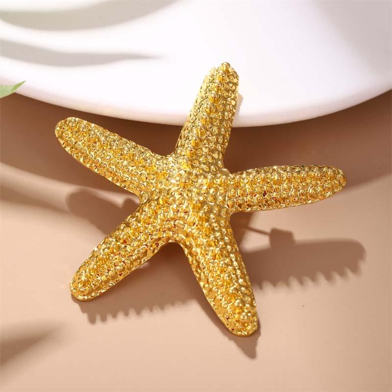 2026 Nuovi Arrivi Spilla Creativa a Forma di Stella Marina per Uomo Donna Semplice Colore Oro Spilla a Stella Spilla Accessori Abbigliamento
