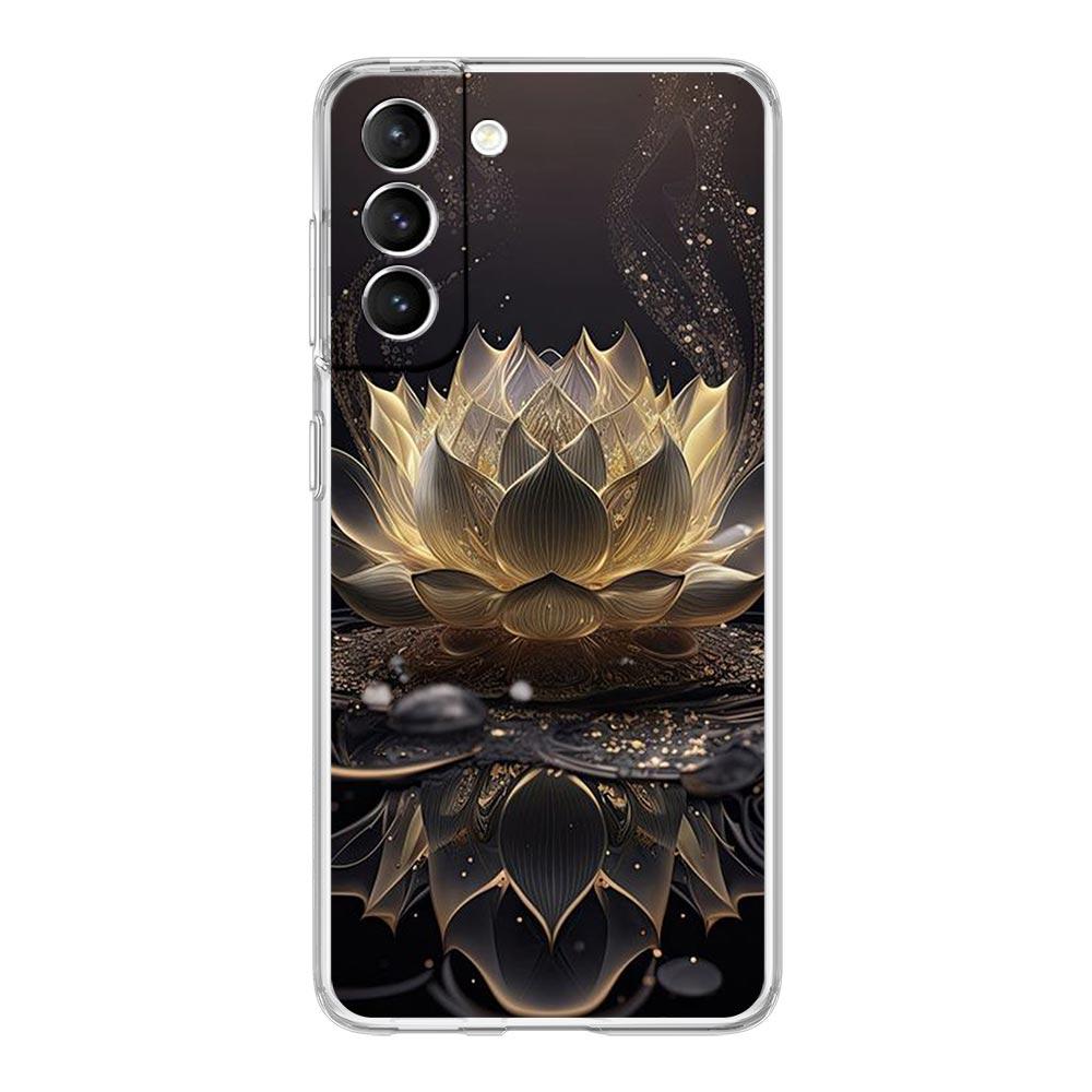 Phone Case For Samsung Galaxy S25 S24 S23 FE S22 Ultra S20 S21 5G S10 S9 Plus S10E S8 Soft Clear Cover Luxury Lotus Flower