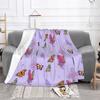 Multicoloured Butterflies Blanket For Sofa Bed Travel Multicoloured Butterflies Pastel Pattern Cute Puprle