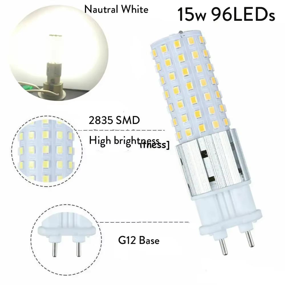 Ultra Bright 15W G12 LED Bulbs Lampada Bombillas 2835 SMD 96LEDs AC 110V 220V 240V 85V-265V Lamp Corn Lights Replace Halogen