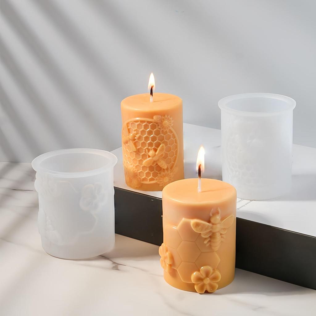 Silicone Molds For Candles 5 Pieces Bee Themed Silicone Crafting Mould Pillar Candle Molds For Men Women Home Crafting