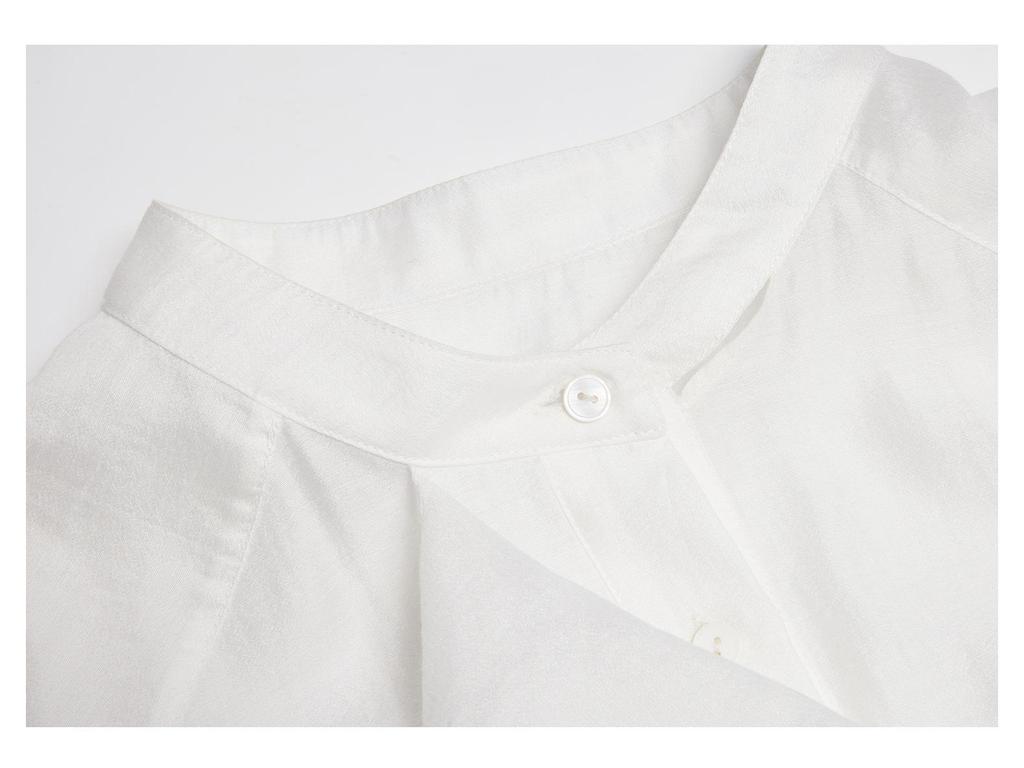 Spring 2026 Women's V-neck Long Sleeve Tencel Acetate Top - Elegant, Solid Color, Age-Reducing