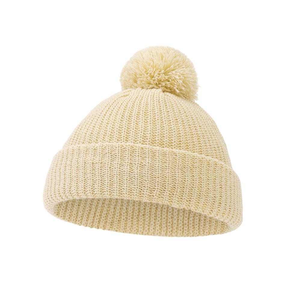 Solid Pom Knitted India Hats Infant 0-12M Boys Girls Folded Crochet Ins Fall Winter Warm Beanies Newborn Caps Headwraps