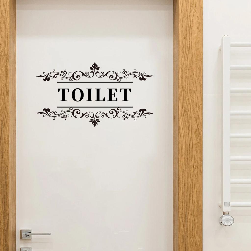 Ms8492 Creative Hand-Painted English Pattern Door Sticker Bathroom Bathroom Background Home Decoration Sticker, Large Quantity Can Be Negotiated