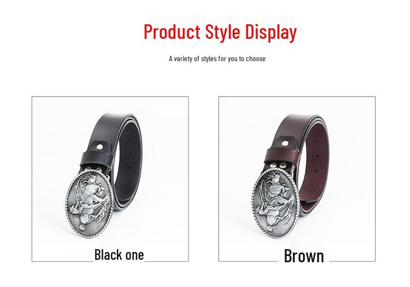 Men's Western Cowboy Two-Layer Cowhide Belt - Stylish and Casual American Waistband