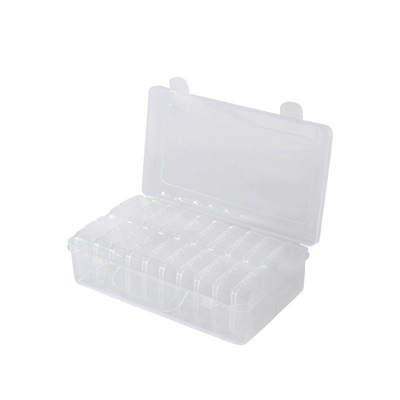 Set Box (20) Transparent Storage Box Handmade Rice Beads Diamond Painting Sealed Storage Box Independent Grid Plastic Box