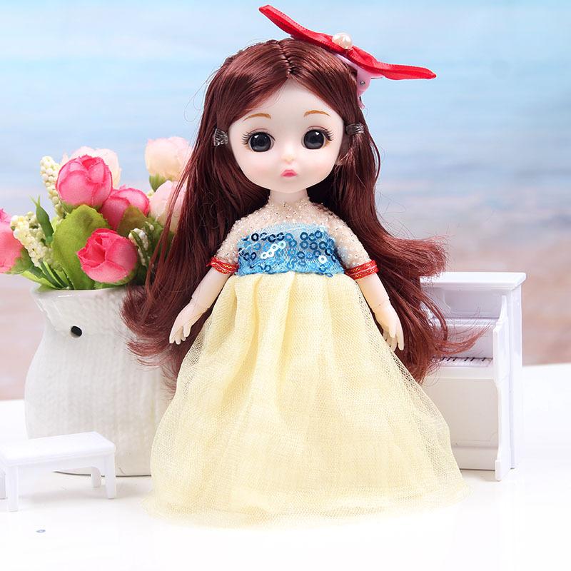 16cm Niedliche Mini Lolita Prinzessin BABI Puppen Spielzeug 1/8 BJD Gelenke Bewegliche Puppe Zeichentrick Kleidung Mädchen Verkleiden Spielhaus Spielzeug Geschenke