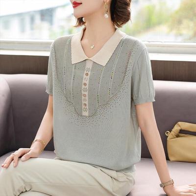 Gestreiftes Strick-T-Shirt für Damen