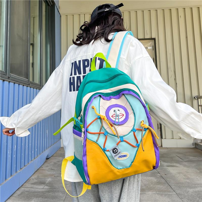New Middle and High School Student Schoolbag Personalized College Student Trendy Cool Contrasting Color Versatile Backpack High Value Backpack