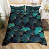 Capa de edredom com folhas de ginkgo, conjunto de cama botânico natural, plantas, capa de edredom rústica de fazenda, capa de edredom com folhas abstratas