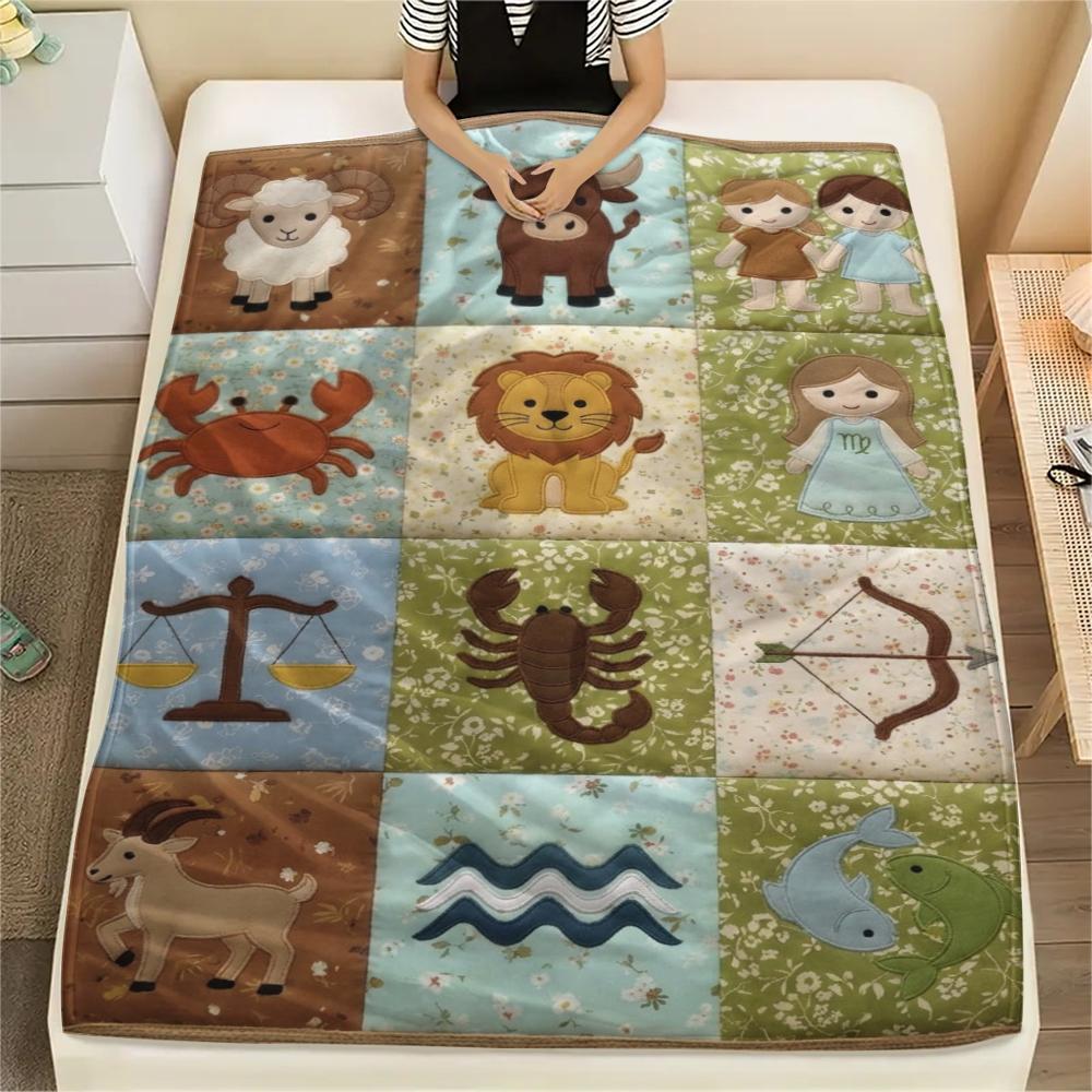 

1Pc constellations Print Flannel Blanket, High quality Comfortable for All Seasons, Home Decor, Warmth and Comfort, Perfect for Christmas Gifts W149 80cm x 120cm