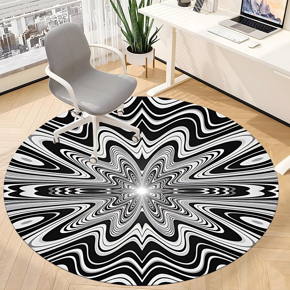 1pc Optical Illusion Pattern Carpet for Office Non-Slip, Round Carpet, Soft & Comfortable, Carpet for Office, Lightweight Round Floor Mat Yy251226066