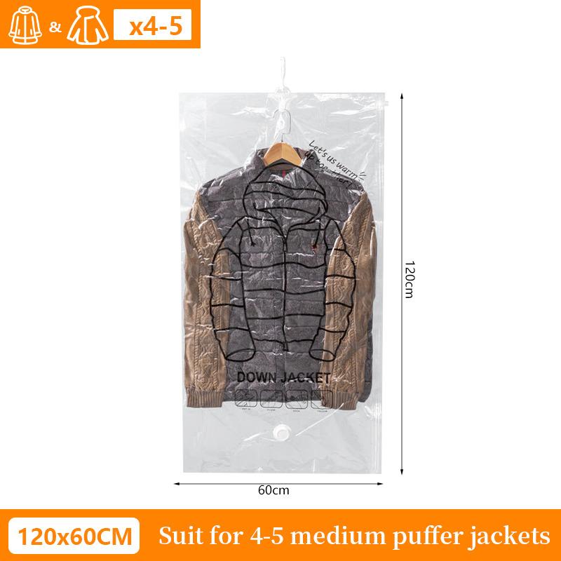 1pc Closet Hanging Organizer Vacuum Bag For Clothes Storage Bag With Hanger Space Saving Clear Seal Bags Wardrobe Compressed Bag