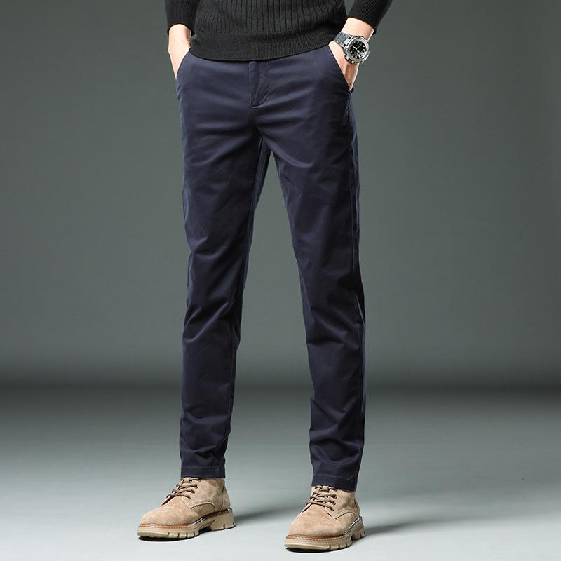 2024 Spring And Autumn New Product Plush/Regular High End Casual Pants For Men, Slim Fit Straight Leg Business Pants, Trendy Pants