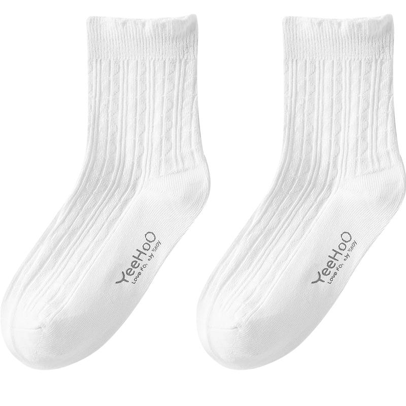 YEEHOO Kids  3A Antibacterial Mid-Calf Socks - 3-Pair Lace Trim Pack S (3-5 Years, 15-17cm Foot)