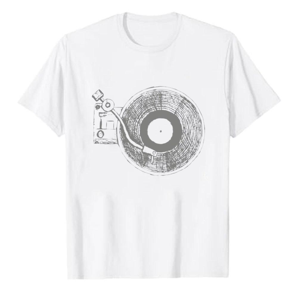Vintage Distressed Vinyl Record Turntable Modal TShirt Retro DJ Phonograph Music Graphic Art Print Soft Modal Fabric Casual Tee