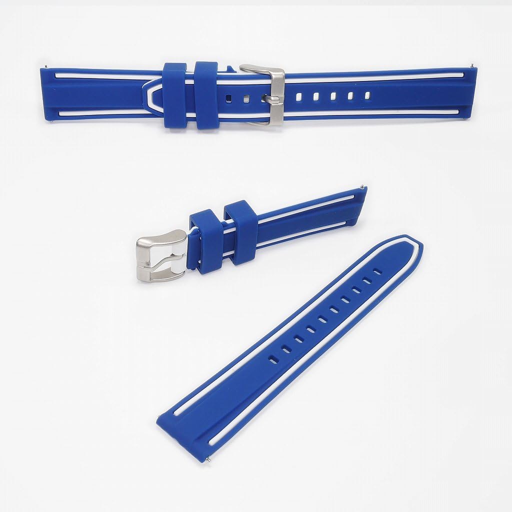 Swatch X OMEGA Compatible Rubber Strap with Double Lines (Navy/White Lines)