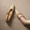 Krazing Pot Sheep Skin Summer Spring Autumn Low Heels Women Square Toe Mary Janes Shallow Pleated Decoration Pumps