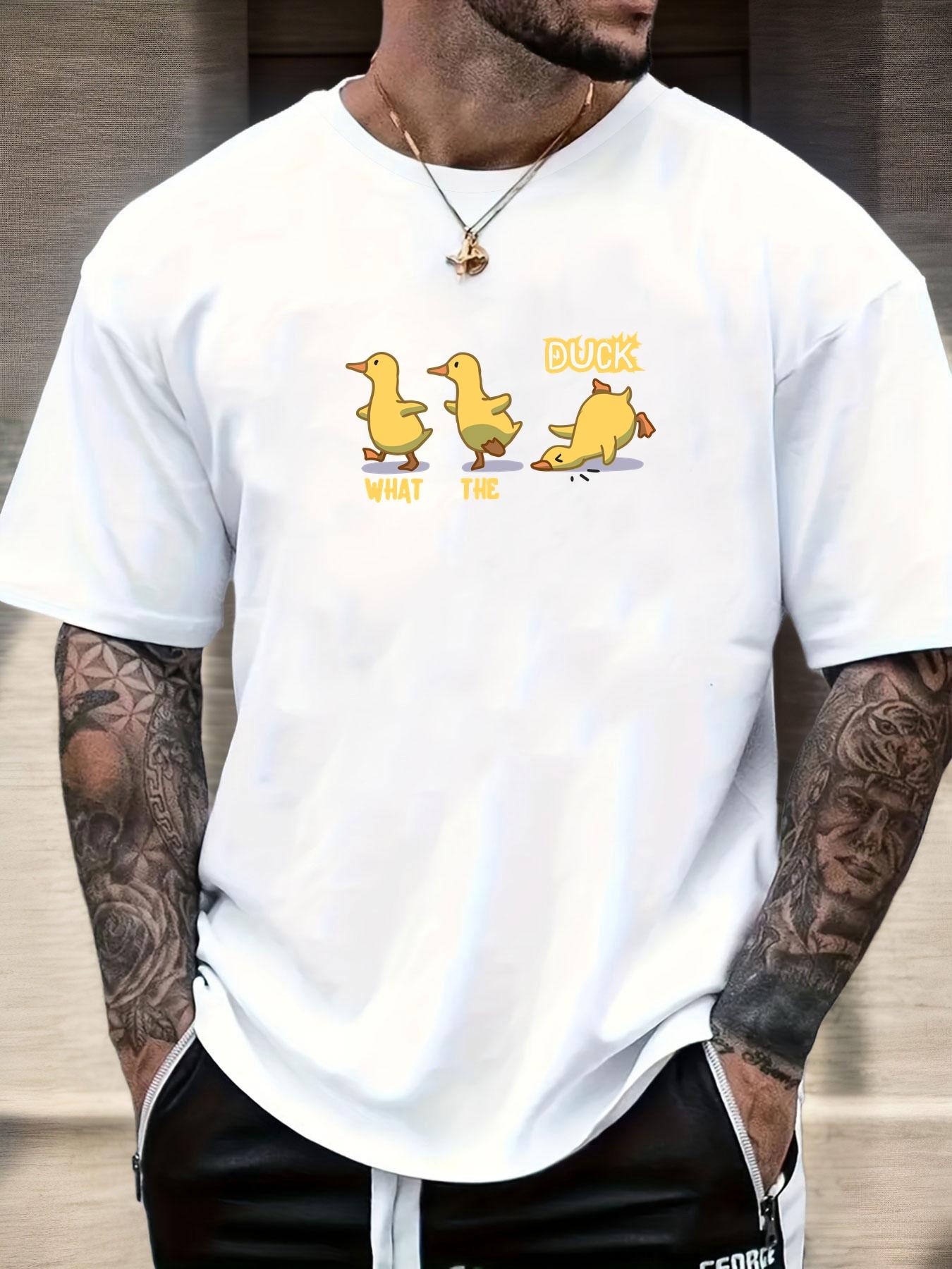 

Mens WHAT THE DUCK Cartoon Duck Graphic Cotton TShirt Short Sleeve Breathable Comfort Fit Soft Lightweight Casual Daily Top S