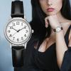 Orologio da polso analogico da donna al quarzo minimalista con cinturino in ecopelle, numeri arabi grandi, per lavoro quotidiano, scuola, appuntamenti