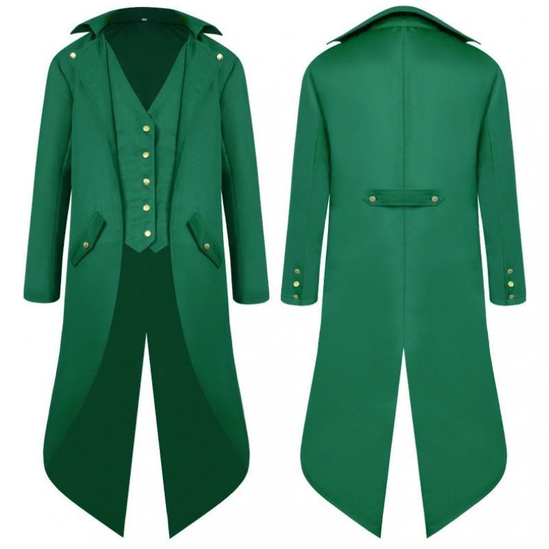 Halloween Vintage Mens Solid Long Sleeve Button Medieval Tuxedo Jacket