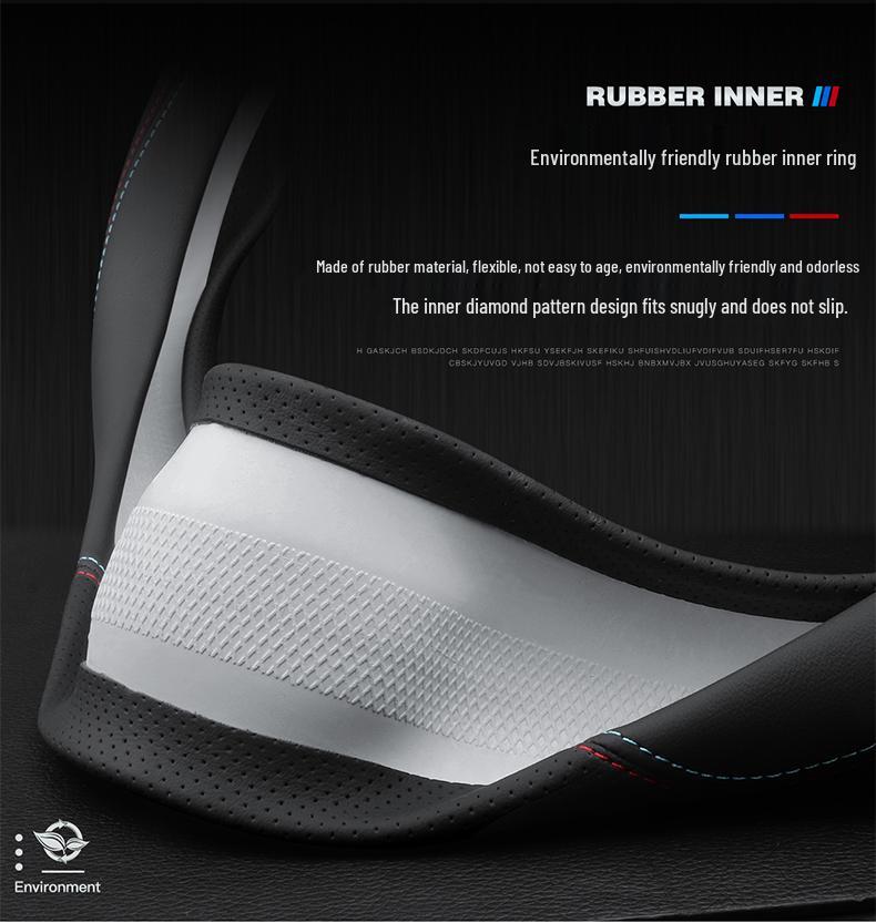 D-Shaped Genuine Leather Steering Wheel Cover: Non-Slip, Sweat-Absorbent, Ultra-Thin, Breathable, Universal Fit for All Seasons