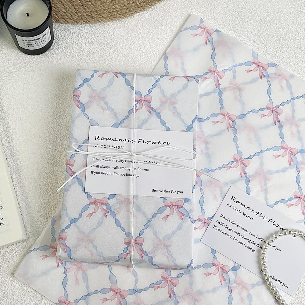 10 Sheets 50x35cm Bowknot Tissue Paper Gift Wrapping Paper Silver Snowflake Strawberry Flower Bouquet Packaging Decoration Paper