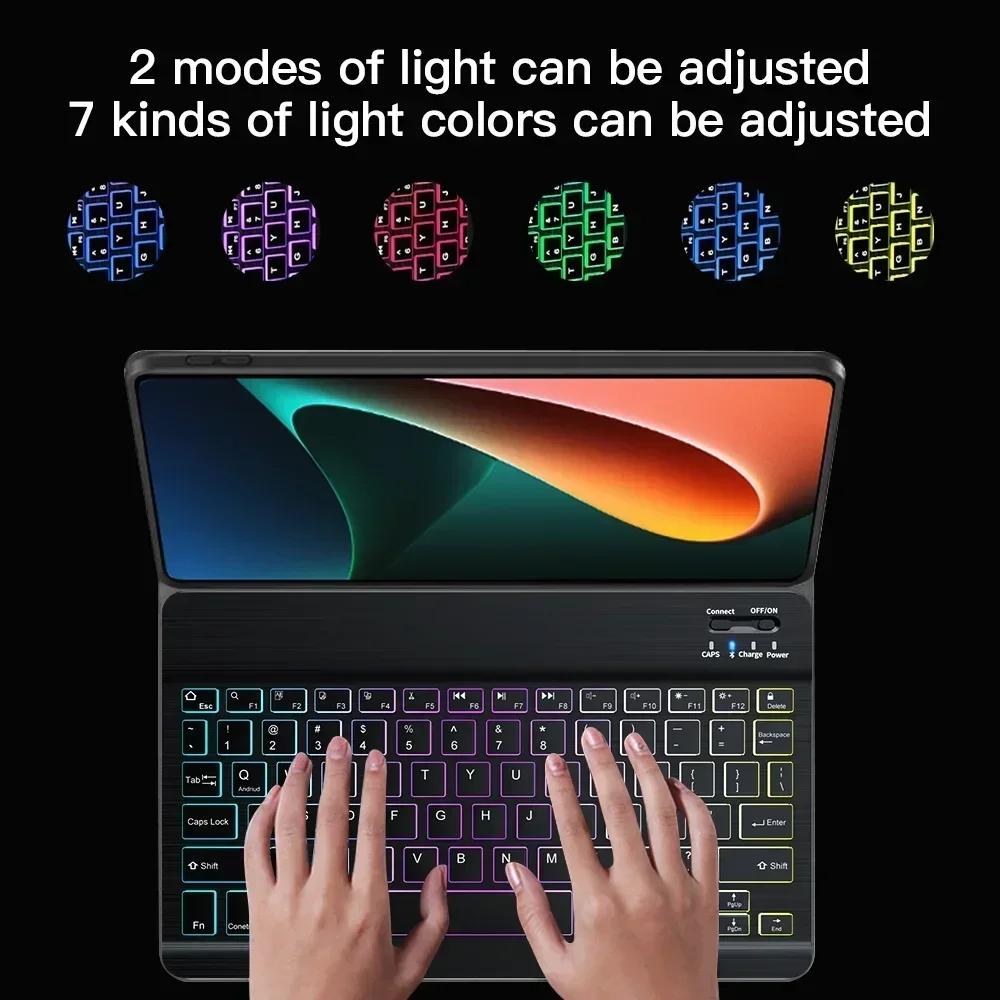 Tablets Keyboard Case for Redmi Pad 2 Cover for Redmi Pad 2 11 Inch Teclado Cover Rainbow Backlit Keyboard Case