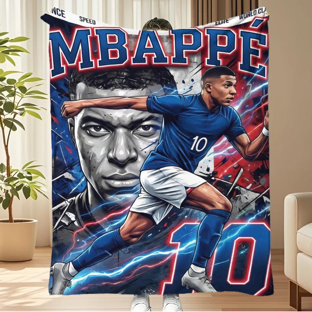 Football Star MMbappe Printed Blanket for Kids Adults Football Lover Gift