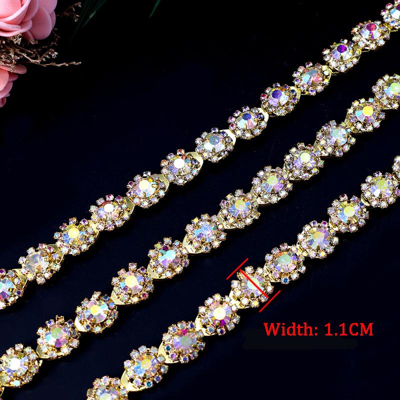 

10Yards Rhinestone Chain Diamond Trim Crystal Accessories DIY Craft Wedding Gift Decoration Sunflower Shape Rhinestone Ribbon 10Yards