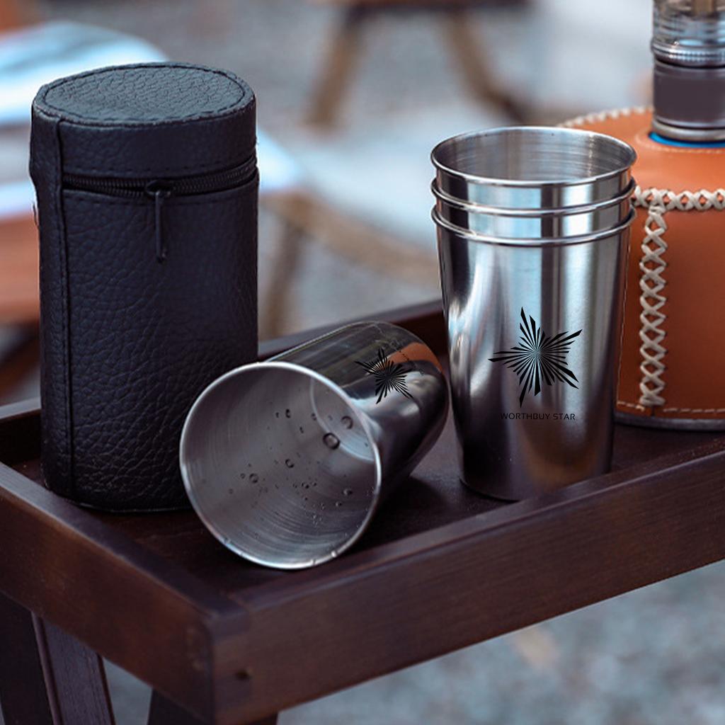 Outdoor Practical Travel Stainless Steel Cups With Case Portable Camping Mugs Whisky Wine Glasses Drinking Tea Mug