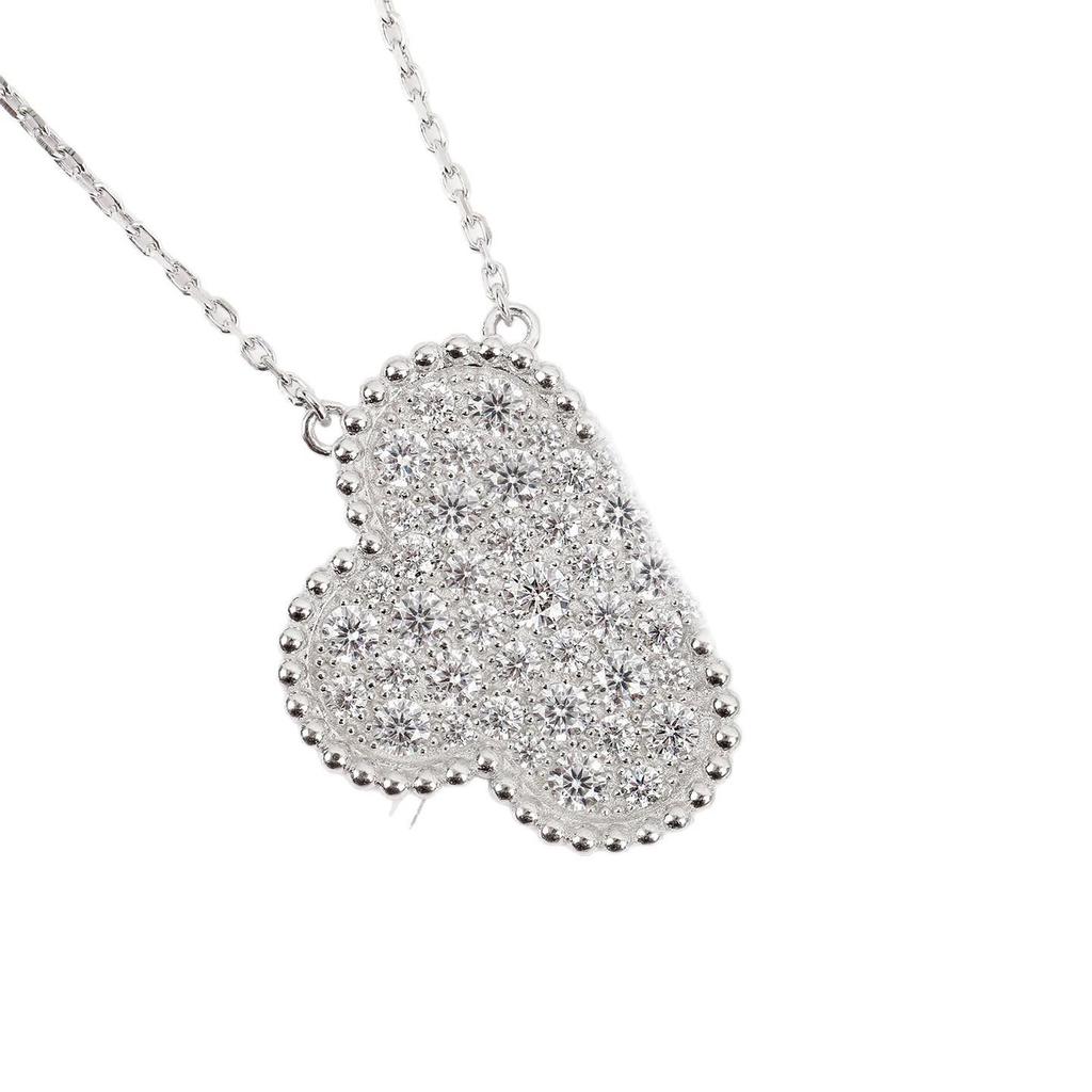 Elegant Four-Leaf Clover Necklace: Luxe Design in V Gold & Copper with Full Diamond Accents for Women