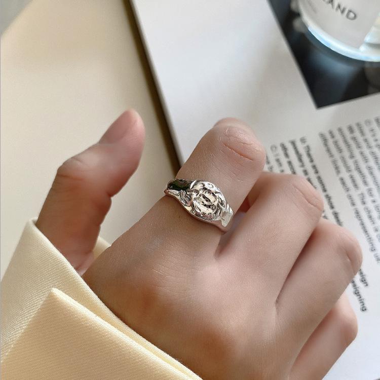 Korean Geometric Lava Irregular Ring, Women s Retro Hip Hop Adjustable Index Finger Ring Open Adjustable