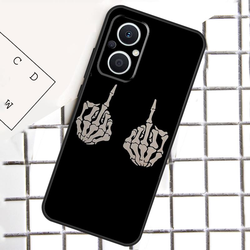 Skeleton Middle Finger Phone Case For OPPO Reno 12F 12 13 11 14 F 10 Pro 8T 7 8 Lite OPPO Find X8 X6 X5 Pro Cover
