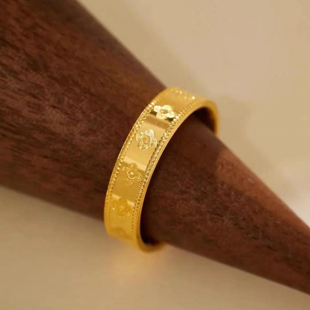 Vietnamese Gold-Plated Four-Leaf Clover Ring for Girlfriend - Student Jewelry